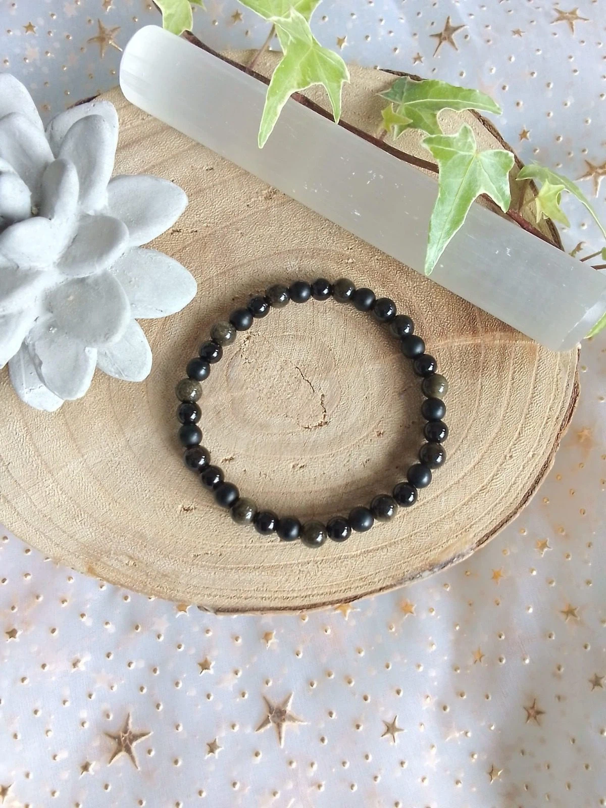 Pulseira Obsidiana Dourada + Ónix